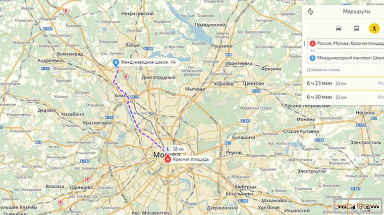 kako narediti pot skozi karte Yandex z avtomobilom