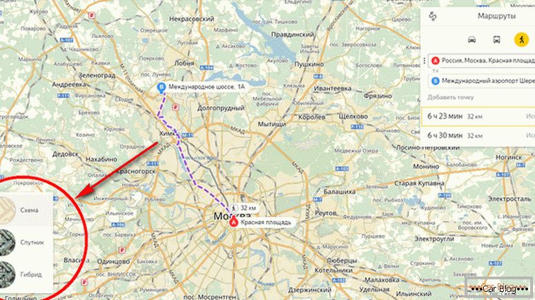 kako zgraditi pot na avtomobilskih kartah Yandex