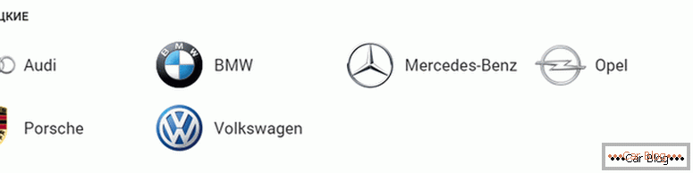 kakšne nemške avtomobilske znamke so videti z značkami in imeni